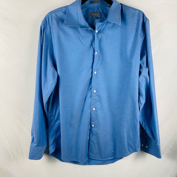 Men's Calibrate Light Blue Trim Fit Button Front Shirt Size Medium - Picture 1 of 5